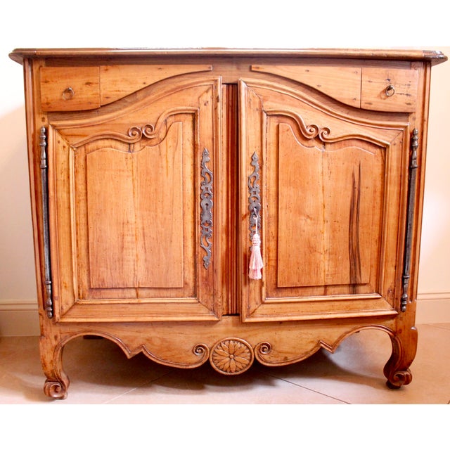 French Provincial Louis XV Style With Scroll Carved Arched