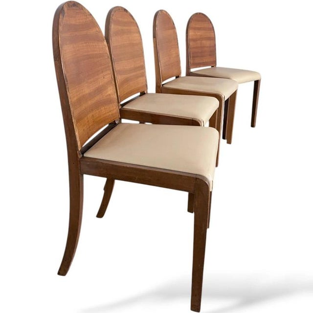 Art Deco Dining Chairs in Walnut, 1930s, Set of 4 For Sale - Image 6 of 9