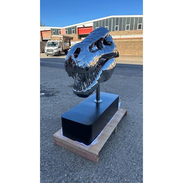 Tyrannosaurus Rex Sculpture in Stainless Steel For Sale - Image 9 of 15