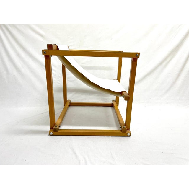 Mid-Century Modern Wood and Beige Fabric Chair by Pino Pedano, 1970s, in Very Good conditions. Designed 1970 to 1979 I...