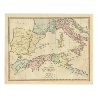 Hannibal's Campaign Map from Wilkinson, London, 1817 For Sale