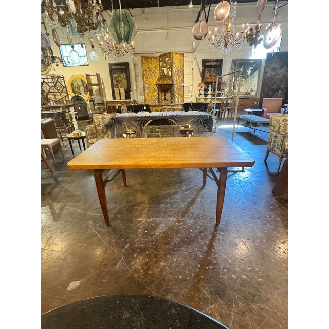 Tan Danish Mid Century Oak Dining Table For Sale - Image 8 of 12