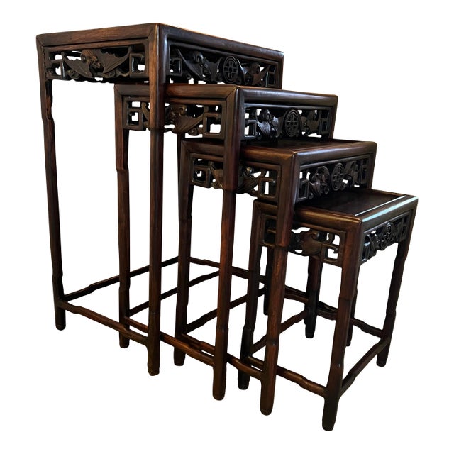 Late 19th Century Antique Chinese Nesting Tables - Set of 4 For Sale