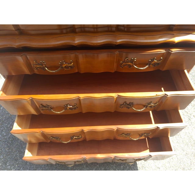 Mid 20th Century Permacraft Provincial Style Cherry Chest on Chest of Drawers For Sale - Image 14 of 14