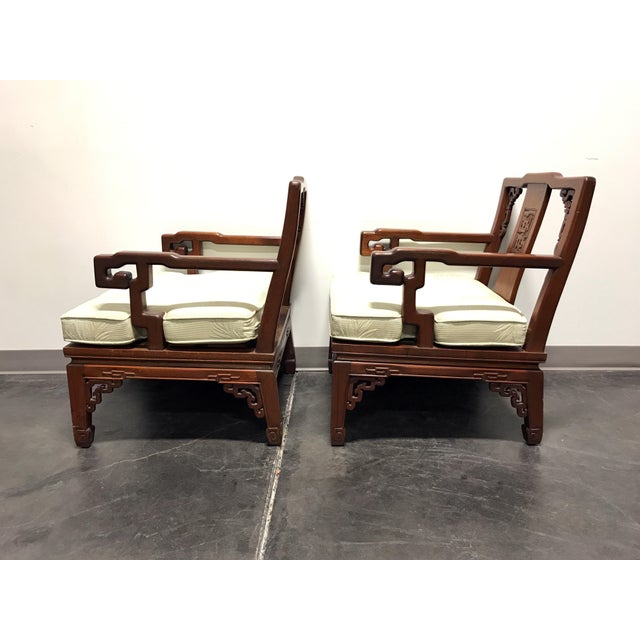 Asian Korean Carved Mahogany Lounge Chairs Pair Chairish