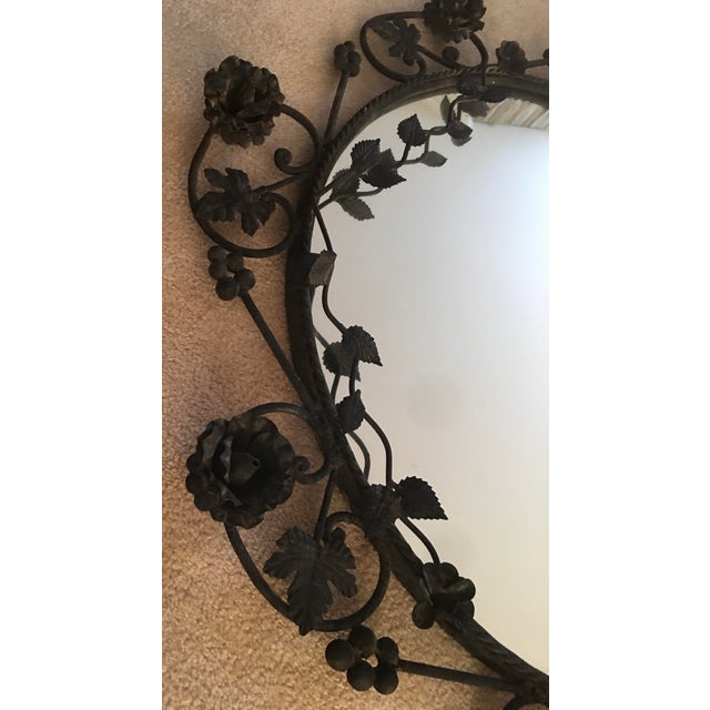 Vintage Wrought Iron Black Roses Wall Mirror Chairish