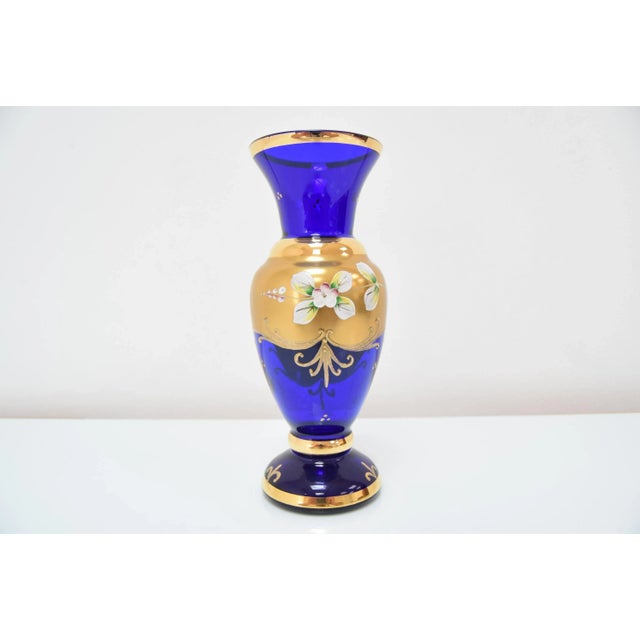 Made in Czechoslovakia Made of art glass, gold Re-polished Original condition. This piece is attributed to the mentioned...
