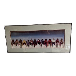 Ed Posa Art Print Tribal Riders Matted Framed Native American Art Horses 34" For Sale