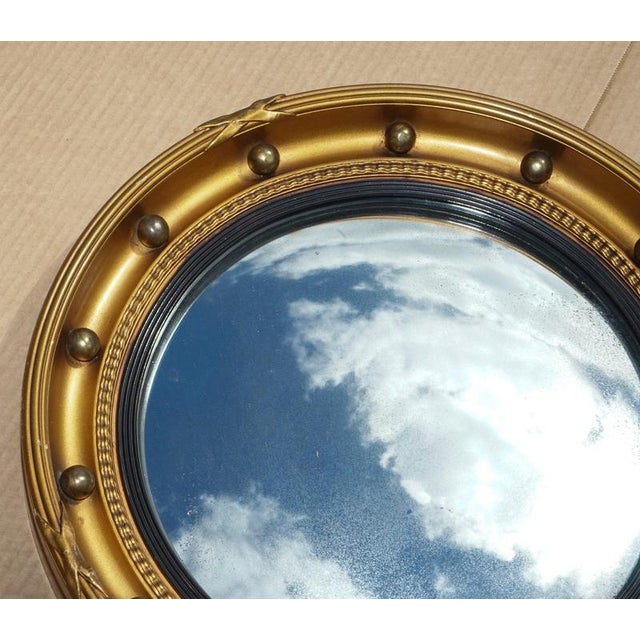 Antique Convex Gilt Wood Wall Mirror, 1920s For Sale - Image 4 of 9