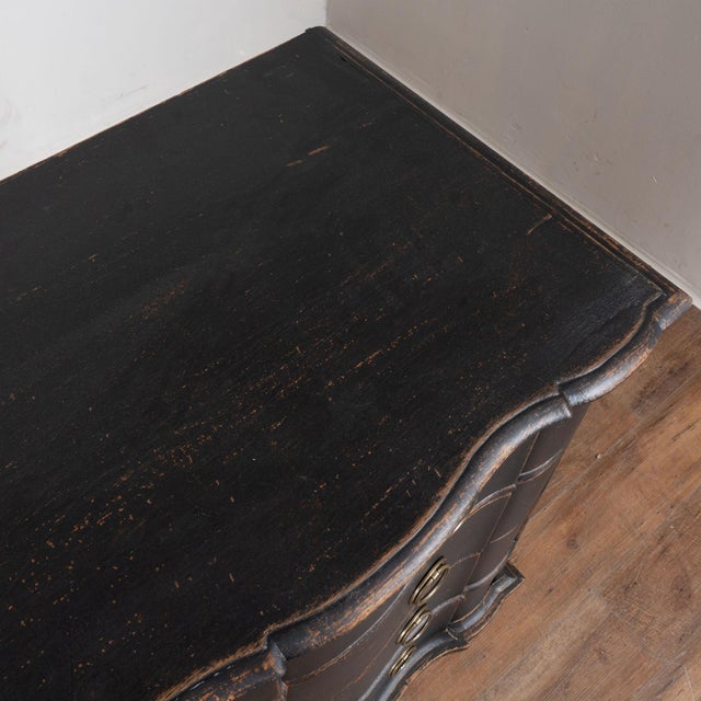 18th Century Rococo Black Large Chest of Four Drawers From Denmark For Sale - Image 6 of 18