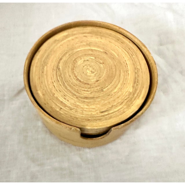 Set of 6 Bamboo Coasters For Sale - Image 4 of 5