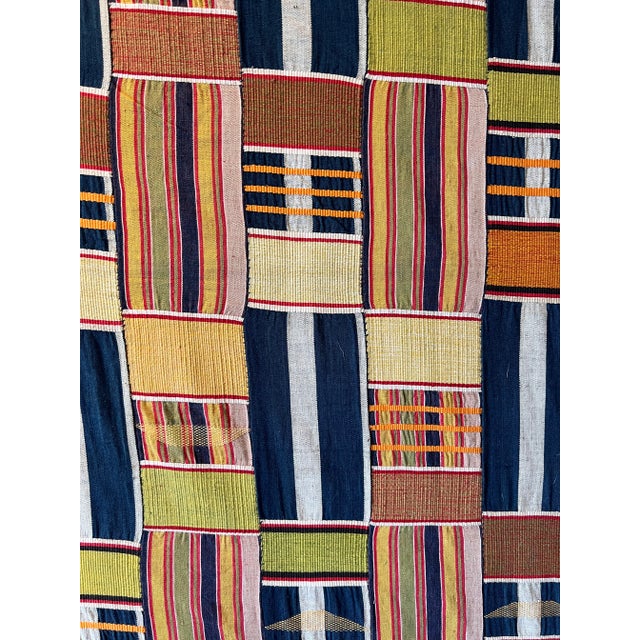 Early 19th Century Authentic Antique African Ewe Kente Hanging Textile Artwork - 112” X 76” For Sale - Image 5 of 5