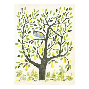 Vintage Print, “On the First Day of Christmas”, Original Mid-Century Color Lithograph
