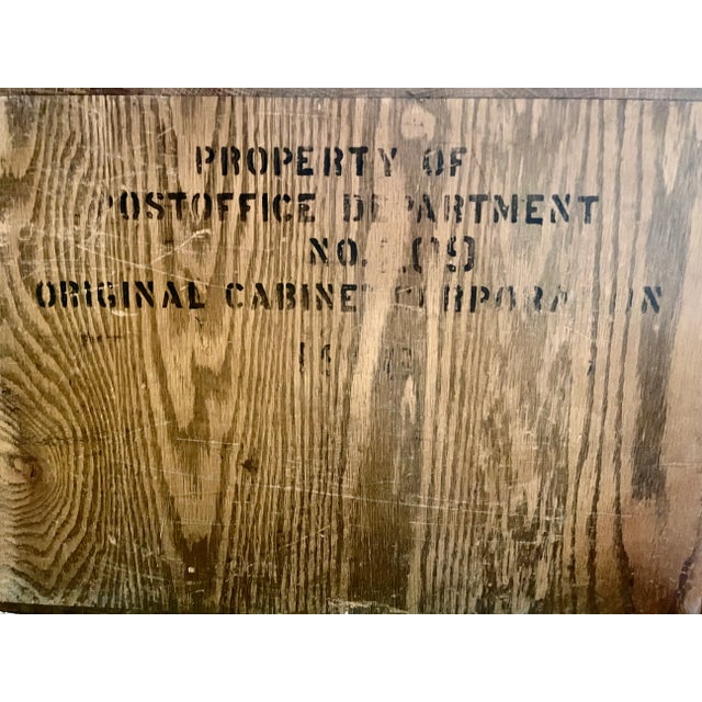 1950s 1950s Vintage Oak Post Office Locking Employees Cash & Stamp Box by National Cabinet Co. For Sale - Image 5 of 12