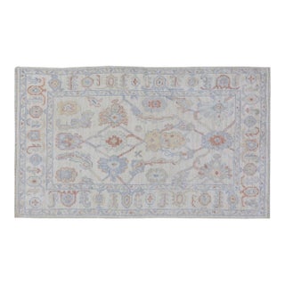 Turkish Oushak Hand Knotted Wool Rug, 4'x6' For Sale