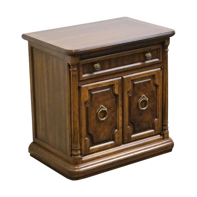 DREXEL HERITAGE Cameo Collection Burled Walnut Italian Neoclassical Tuscan Style 25" Cabinet Nightstand 002-630 25.25"...