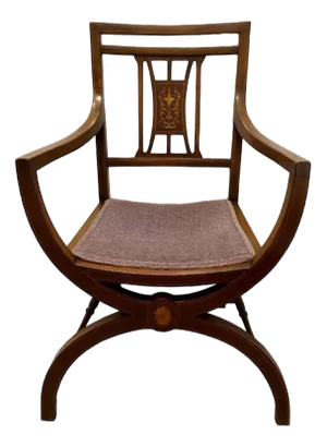 Antique Edwardian Mahogany Inlaid Armchair, 1900