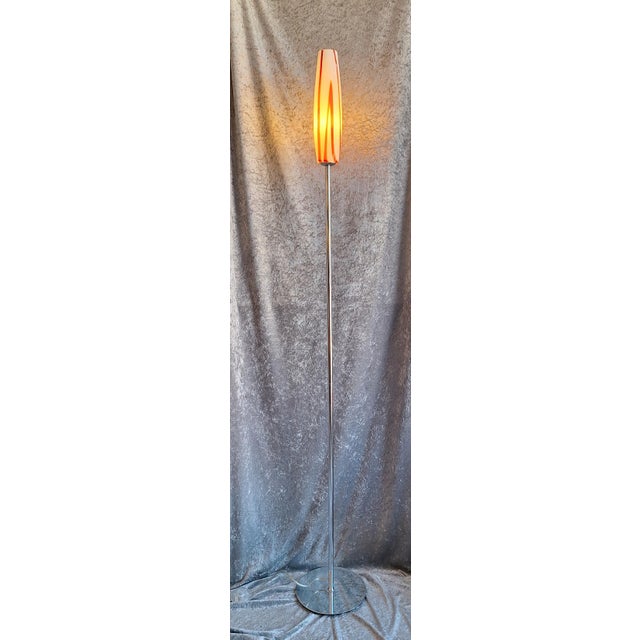 Vintage Floor Lamp with Chrome-Plated Metal Frame and Red and White Glass Shade, 1990s For Sale - Image 11 of 11