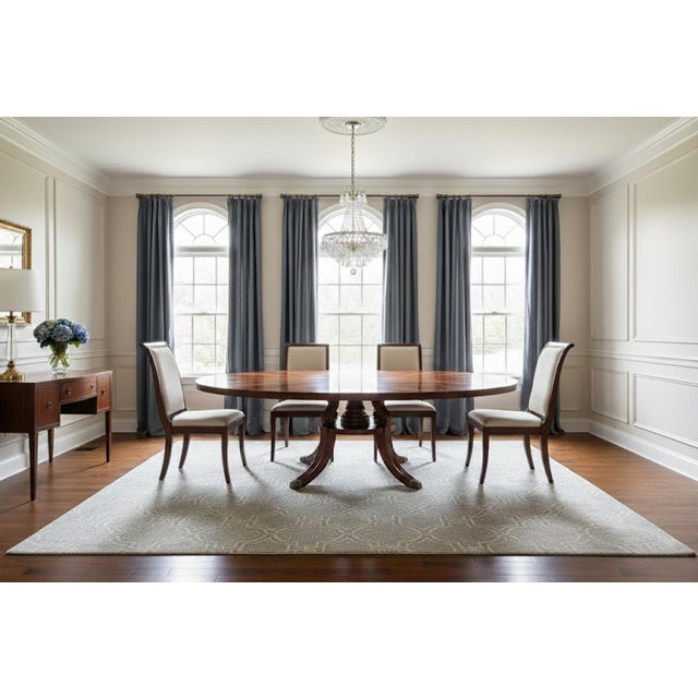 One Piece 90" Round Mahogany Dining Table Seats 10-12 People With Two-Tone Mahogany Finish by an APexclusive by AntiquePurveyor For Sale - Image 4 of 12