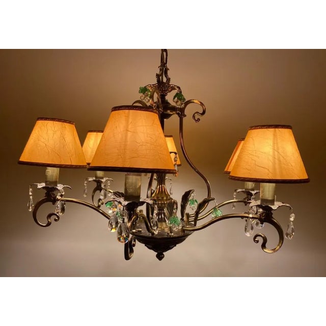 Art Nouveau Bronze Finish Chandelier, 1990s For Sale - Image 4 of 12