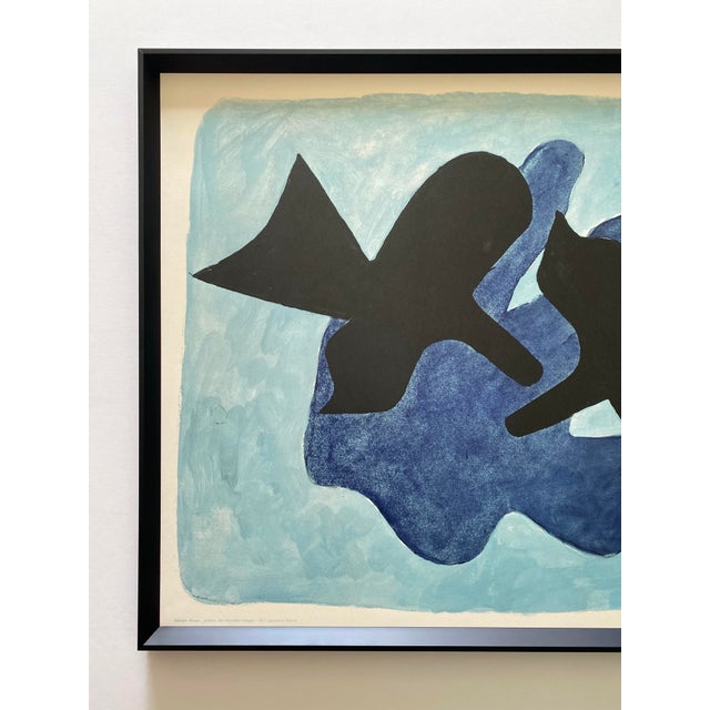 This Georges Braque very rare vintage 1970 Mid Century Modernist custom framed French fine art lithograph print " Astre et...