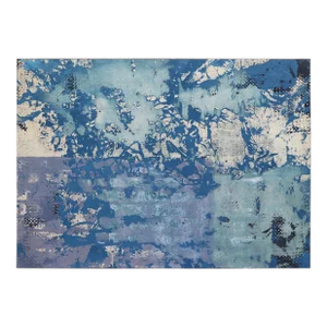 A586 - Large Contemporary Blue Abstract Painting With White Frame Original Artwork by Marco Schmidli