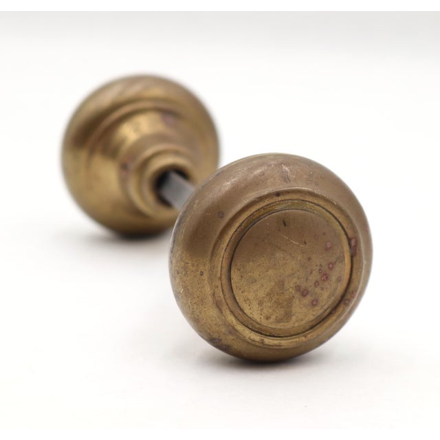 Art Deco Vintage Art Deco Brass Passage Door Knob Set For Sale - Image 3 of 7