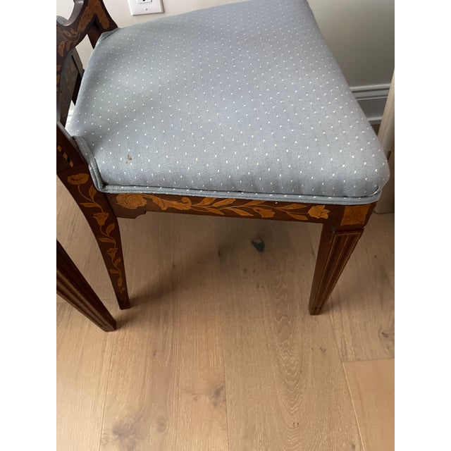 Pair of Antique Marquetry Side Chairs With Elaborate Floral Decorations For Sale In Philadelphia - Image 6 of 10