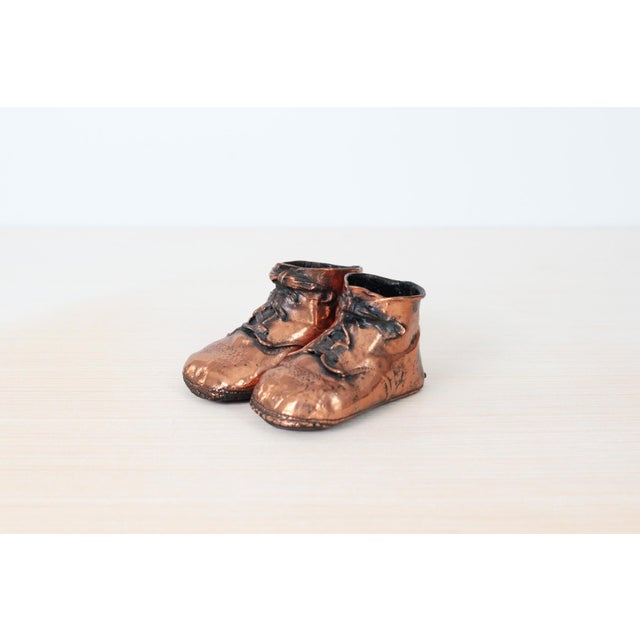 Mid-Century Copper Bronzed Baby Shoes, Vintage Nursery Decor For Sale - Image 4 of 18