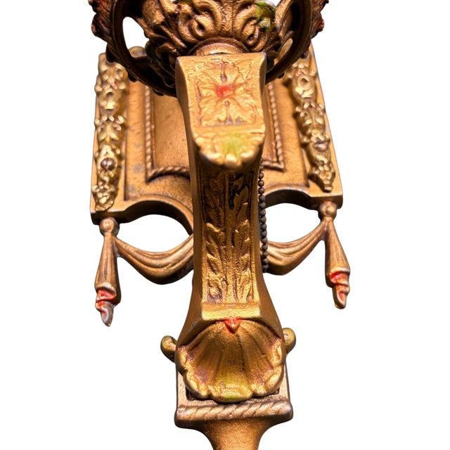 Red 1920s Cast Aluminum Wall Sconces With Original Polychrome Finish - Pair For Sale - Image 8 of 9