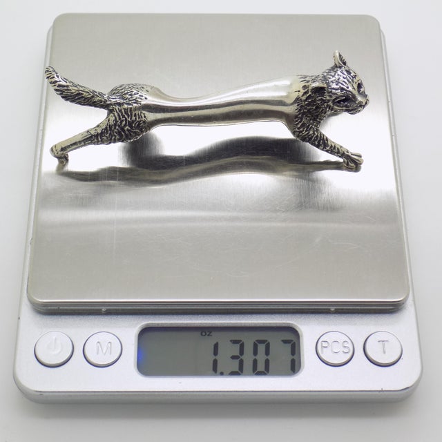Vintage Italian Handmade Genuine Sterling Silver 925 Cat Shape Spoon Rest Decoration For Sale - Image 9 of 10