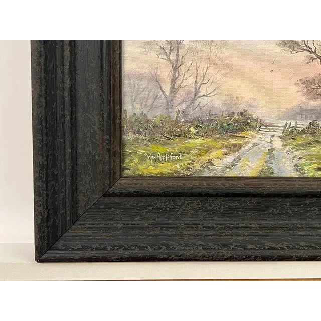 Farm Track in Wooded Landscape With Pink & Green by 20th Century British Artist, 1985 Circa For Sale - Image 6 of 12