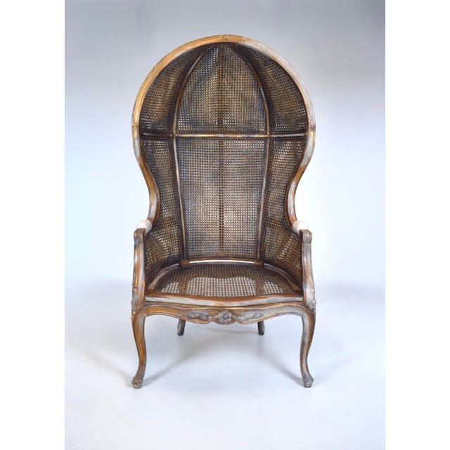 Vintage Canopy Porter Chair French Country Louis XV Style, Double Cane For Sale - Image 13 of 13