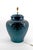 Important blue ceramic lamp, France, Circa 1950s Discover this stunning blue glazed ceramic lamp, a true emblem of...
