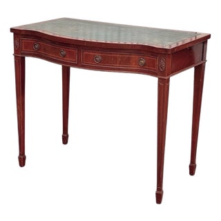 Sheraton Revival Serpentine Front Mahogany Console Table For Sale