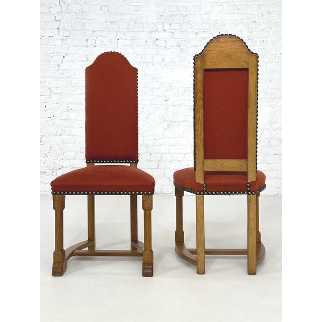 Wood Antique French Wood and Red Fabric Chairs, Set of 8 For Sale - Image 7 of 12