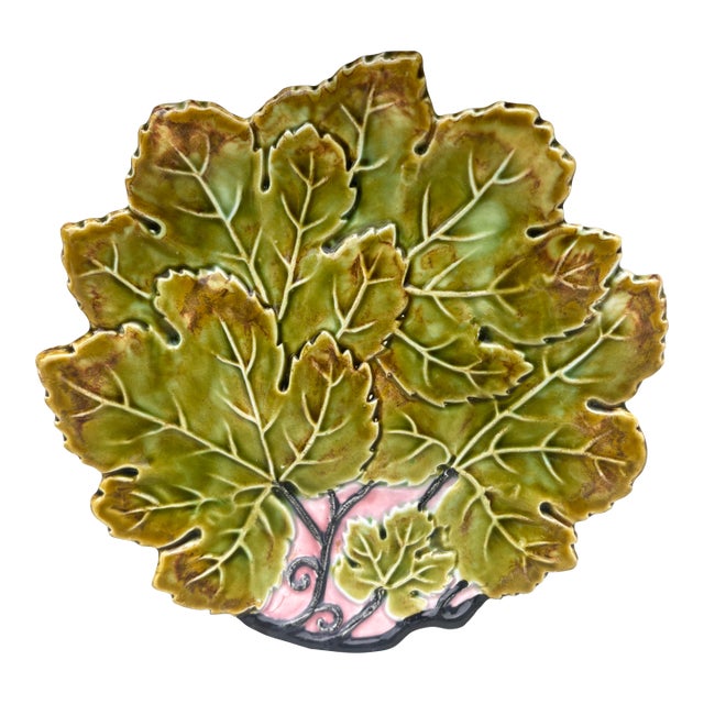 Continental Majolica Leaf Plate Circa 1900 For Sale