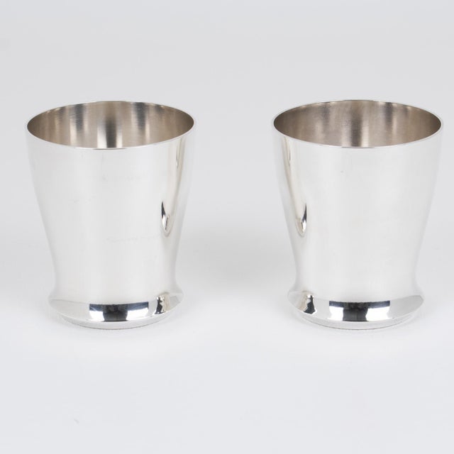 1940s Saint Medard Art Deco Silver Plate Baby Cocktail Shaker and One-shot Glasses - 3 pcs with Case For Sale - Image 14 of 17