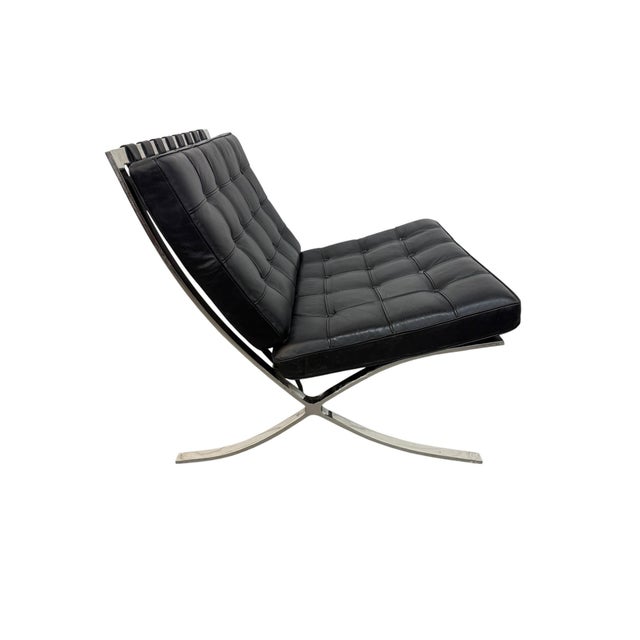 Vintage Barcelona Chrome & Leather Lounge Chairs - Set of 2 For Sale In Philadelphia - Image 6 of 9