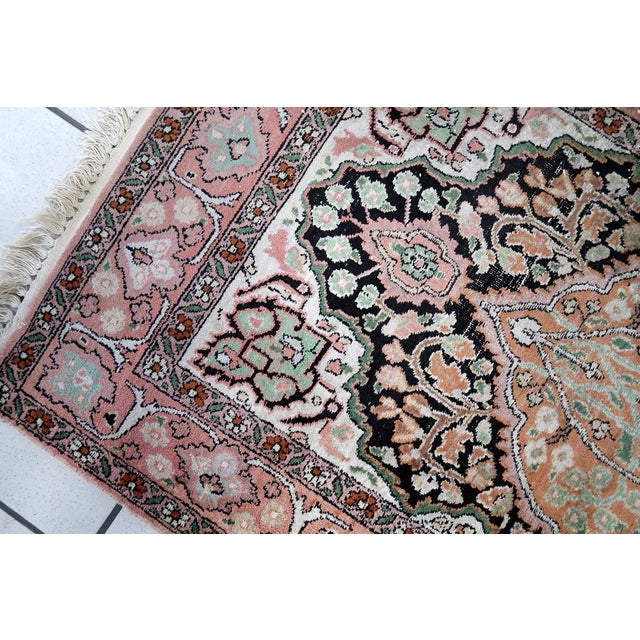 Textile 1950s, Handmade Vintage Persian Tabriz Silk Rug 2.5' X 4.3' For Sale - Image 7 of 13
