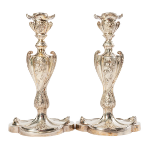 Pair of Early 20th Century Pairpoint Quadruple Plate Candlesticks
