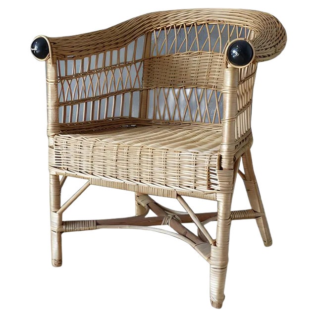 Vintage Rattan Armchair, 1960s For Sale