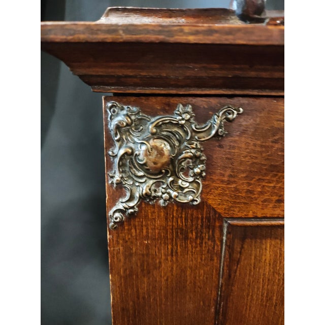 19th Century French Renaissance Revival Heraldic Knight Cabinet / Comtoise Clock Case For Sale - Image 10 of 13