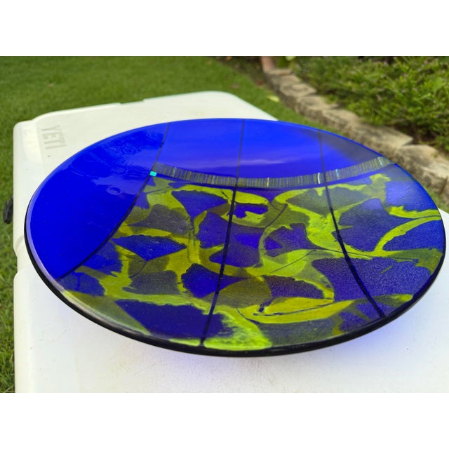 Contemporary Signed Richard Ritter 14” Studio Art Glass Charger Plate, 2005 For Sale - Image 3 of 13