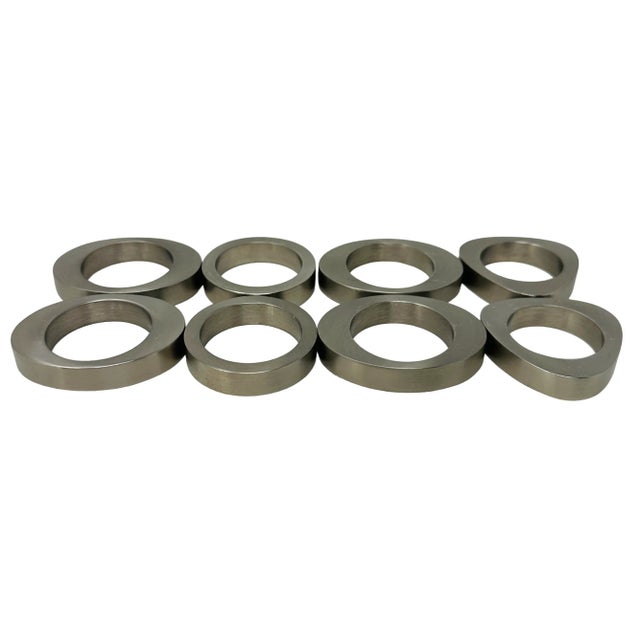 Modern Vintage Pottery Barn Solid Stainless Steel Napkin Rings a Set of 8 For Sale - Image 3 of 11