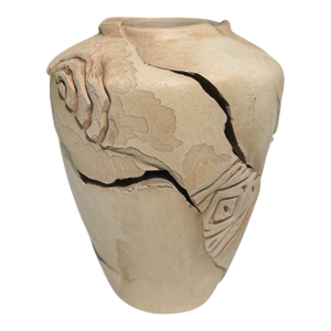 Signed Sculptural Studio Pottery Vase With Kokopelli Motif, 6”