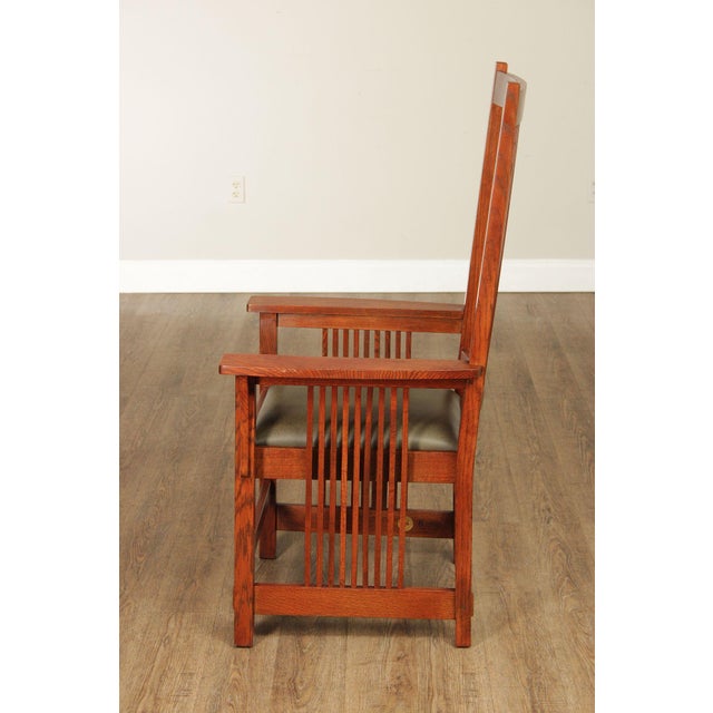 Stickley Mission Collection Pair of Oak Spindle Armchairs For Sale - Image 18 of 18