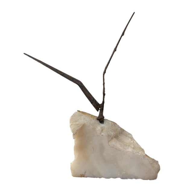 1970s Vintage Curtis Jere Abstract Bird Sculpture in Patinated Brass on Stone Base c.1971 For Sale - Image 5 of 7