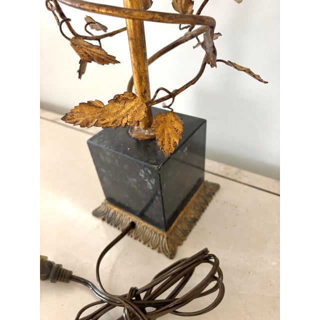 Mid 20th Century Gilt Leaf Boudoir Lamp With Marble Base, Newly Rewired For Sale - Image 15 of 16