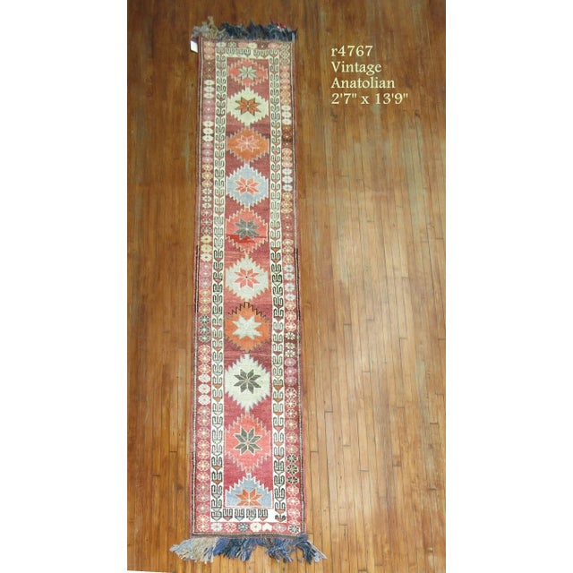 Brown Vintage Turkish Anatolian Tribal Runner - 2'7" x 13'9" For Sale - Image 8 of 8